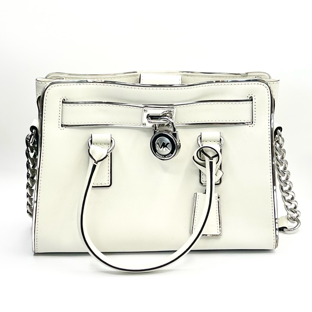 Michael Kors White Satchel with Silver Accents 2-Way Bag
